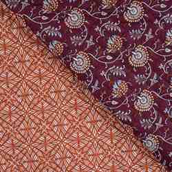 TISSU MATELASSÉ COTON IMPRIMÉ RÉVERSIBLE BORDEAUX 