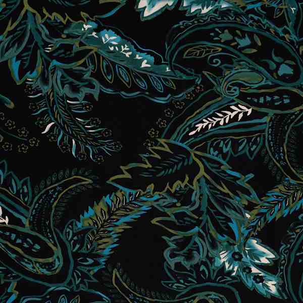 TISSU VISCOSE IMPRIME FEUILLAGE VERT