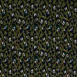 TISSU VISCOSE IMPRIME LEOPARD VERT KAKI