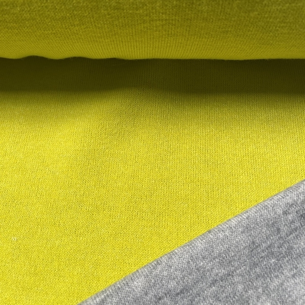 TISSU JERSEY TRICOT DOUBLE FACE JAUNE - GRIS