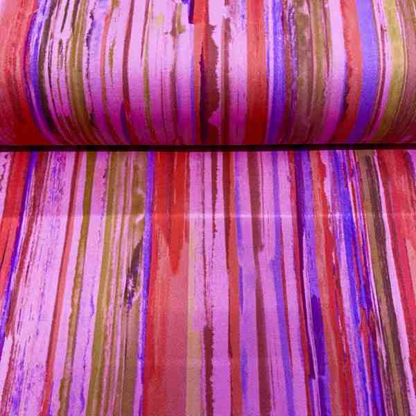 TISSU SATIN COTON RAYURE ROSE MULTICOLORE