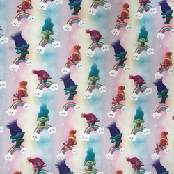 TISSU COTON LES TROLLS MULTICOLORES 