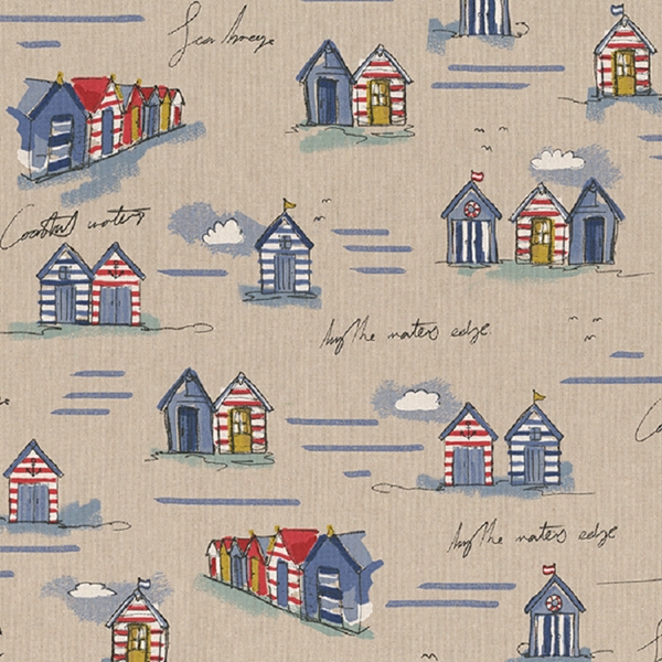 TISSU TOILE ASPECT LIN  CABANE DE PLAGE