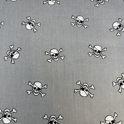 TISSU COTON IMPRIME PIRATE GRIS OEKOTEX