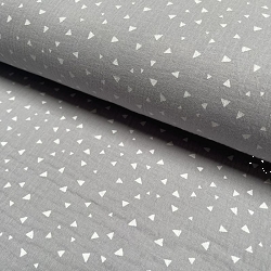 TISSU GAZE DE COTON TRIANGLE GRIS PERLE