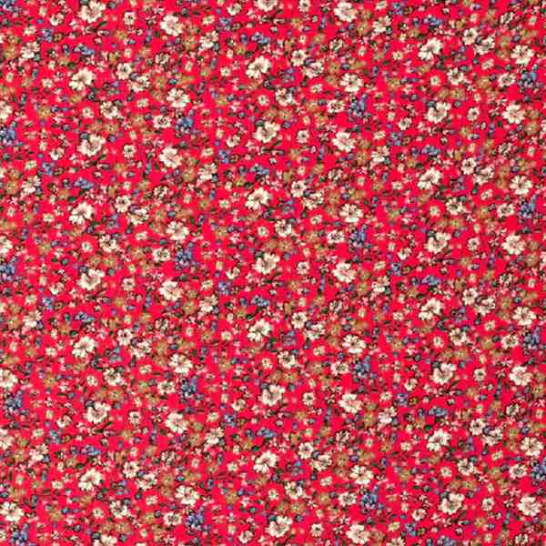 TISSU CREPE VISCOSE FLEURETTE CORAIL