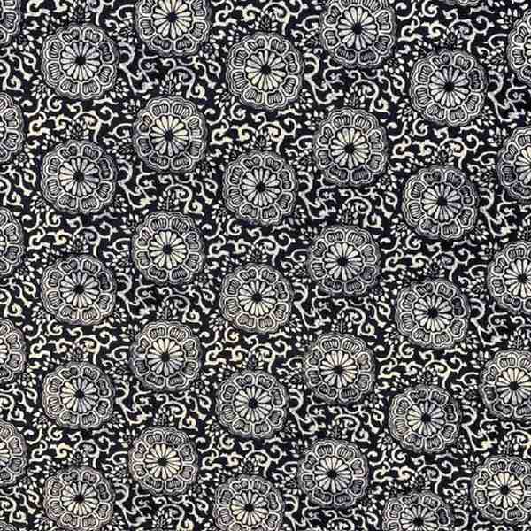 TISSU COTON ENDUIT MFTA PARANGA MANDALA BLEU ENCRE