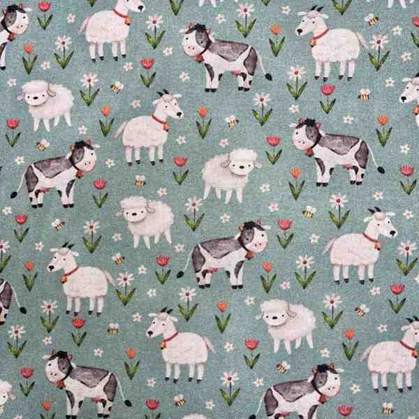 COTON IMPRIME LES MOUTONS ET VACHES 