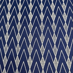 TISSU COTON IMPRIME CHEVRON MARINE