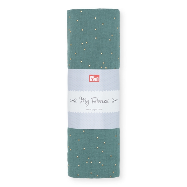 COUPON GAZE DE COTON VERT OR 1 M X 1.30 M