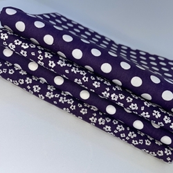 COUPON 70X50CM POIS BLANC FOND VIOLET