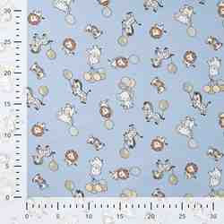 TISSU JERSEY COTON ANIMAUX BALLOONS BLEU