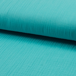 TISSU GAZE DE COTON UNIE BLEU TURQUOISE