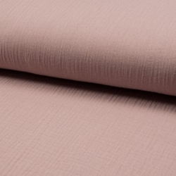 TISSU GAZE DE COTON UNIE ROSE POUDRE