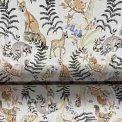 TISSU JERSEY IMPRIME ANIMAUX DE LA FORET