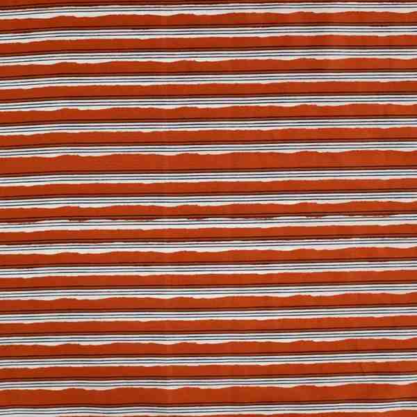 TISSU COTON IMPRIMÉ RAYURES TERRACOTA