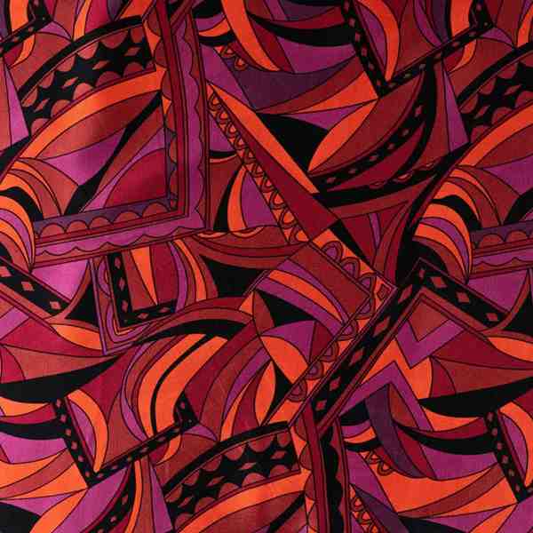 TISSU SATIN DE VISCOSE GRAPHIQUE RETRO ROUGE
