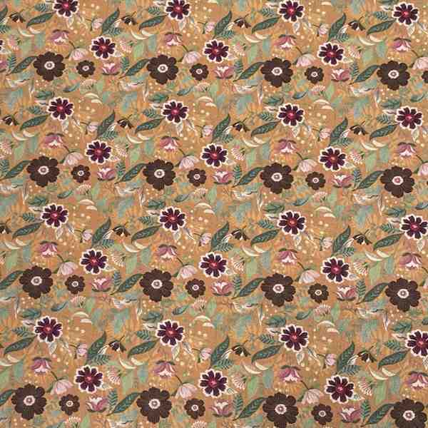 TISSU COTON MOTIFS FLORAUX EXOTIQUES