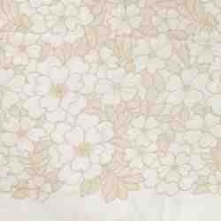 TISSU COTON BEIGE BRODERIE FLEURS