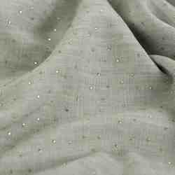 TISSU POLYESTER VERT � STRASS DOR�S