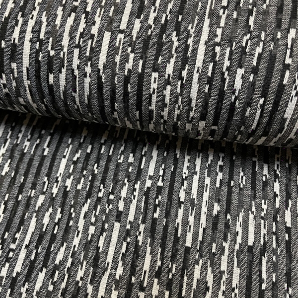 TISSU JERSEY JACQUARD RAYURE NOIR GRIS 