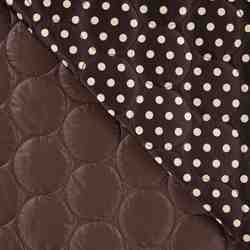 TISSU MATELASSE CERCLE POIS ECRU FOND MARRON