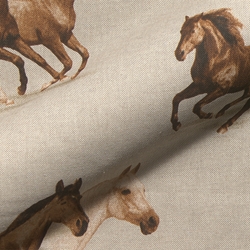 TISSU TOILE ASPECT LIN  CHEVAUX