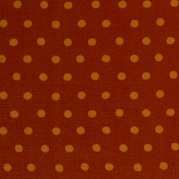 TISSU DOUBLE GAZE IMPRIMEE POIS TERRACOTTA
