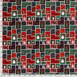 TISSU NOEL COTON CALENDRIER DE L AVENT 