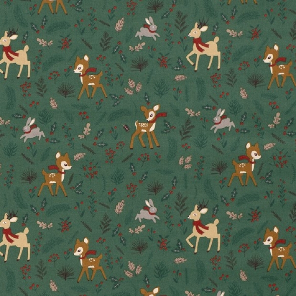 TISSU COTON BICHE DE NOEL VERT