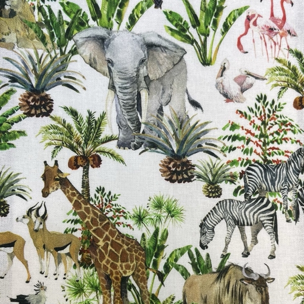TISSU COTON IMPRIME LES ANIMAUX DE LA JUNGLE