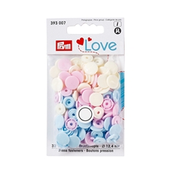 Prym Love Boutons press. plast. 12,4mm rose/bleu c