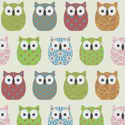 TISSU COTON MFTA HIBOUX GRAPHIQUES MULTICOLORE