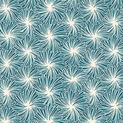 TISSU COTON FLEUR FOND OCEAN
