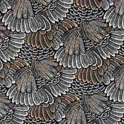 TOILE ASPECT LIN PLUMAGES NOIR ET BLANC