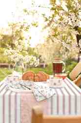 TISSU COTON IMPRIME SUZY RAYURES FOND IVOIRE