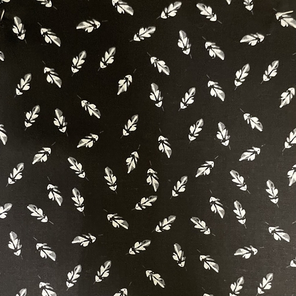 TISSU COTON IMPRIME PLUME NOIRE
