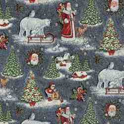 TISSU JACQUARD NUIT DE NOEL BLEU GRIS