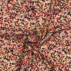 TISSU VISCOSE CHRISTY FLEURS BOIS DE ROSE
