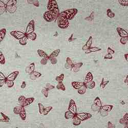 TISSU ASPECT LIN LICO MFTA EOLE PAPILLON ROUGE