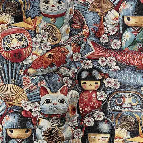 TISSU JACQUARD MOTIFS JAPONAIS SOUVENIR DE KYOTO