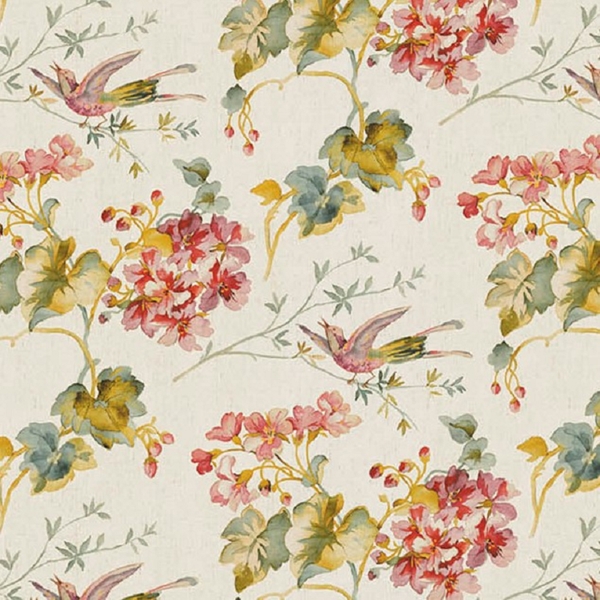TISSU COTON LIN FLEURS MULTICOLORES