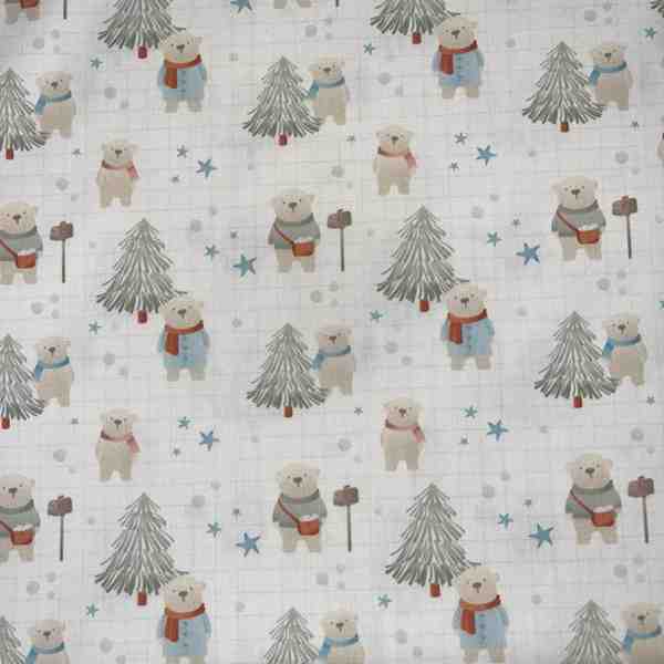 POPELINE DE COTON OURS DE NOEL