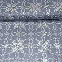 Tissu en Popeline de Coton Gris Fleuri Gomtrique