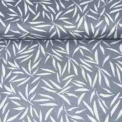 Tissu en Popeline de Coton Feuillage Gris