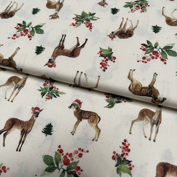 TISSU COTON IMPRIME DE NOEL FAON