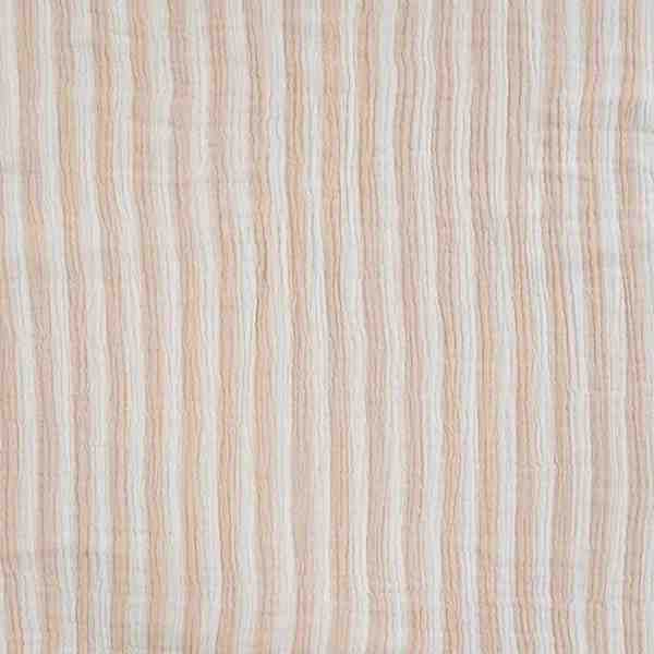 TISSU GAZE DE COTON RAYÉ BEIGE ET BLANC