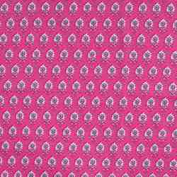 TISSU COTON IMPRIMÉ MOTIFS FLORAUX ET COEURS ROSE