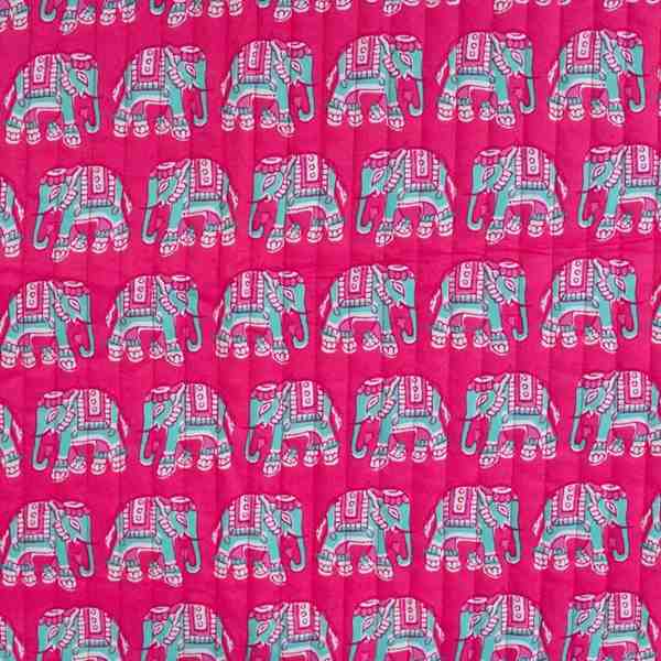 TISSU MATELASSÉ COTON IMPRIMÉ RÉVERSIBLE ÉLÉPHANT