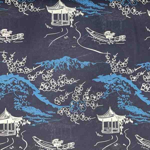 TISSU COTON IMPRIMÉ INDIENNE PAYSAGE JAPONAIS